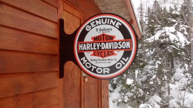 LARGE INDIAN MOTORCYCLE AND HARLEY DAVIDSON SIGNS