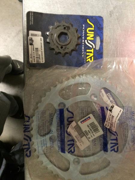 brand new front and rear sprockets for a honda XR 500