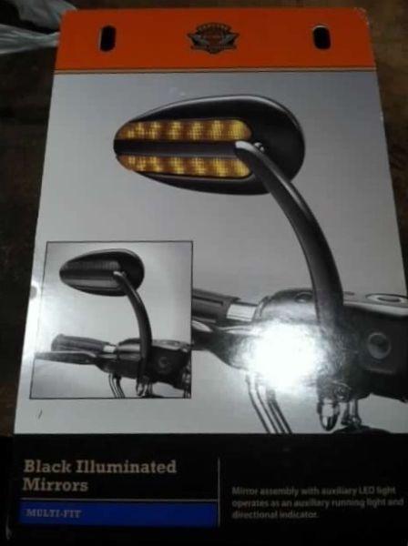 Harley Davidson Black Illuminated Mirrors