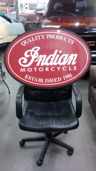 HARLEY AND INDIAN GAS AND OIL SIGNS
