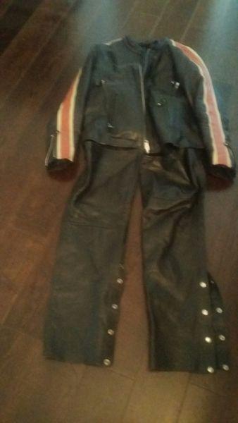 Women's Motorcycle Leather Chaps(M) and Leather Coat (L)