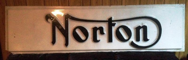Old Norton Motorcycle dealership sign. Amazing rare collectible
