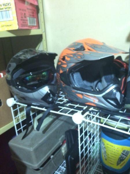 Youth dirt bike helmets and goggles