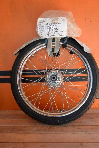 Spoke front wheel with tire and front fender