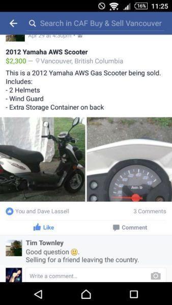 SELLING MY YAMAHA AWS SCOOTER!!!! $