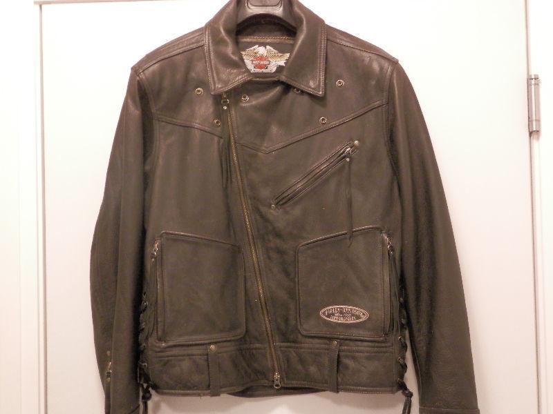 Harley Davidson Classic Distressed Leather Jacket Mens Large