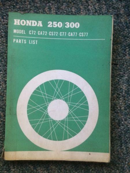 1964 Honda Dream 250 300 Parts List
