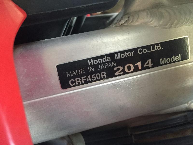 CRF450R Honda Dirt Bike Ridden 10 times since new