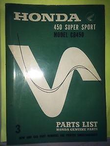 1966 Honda CB450 Supersport Parts List